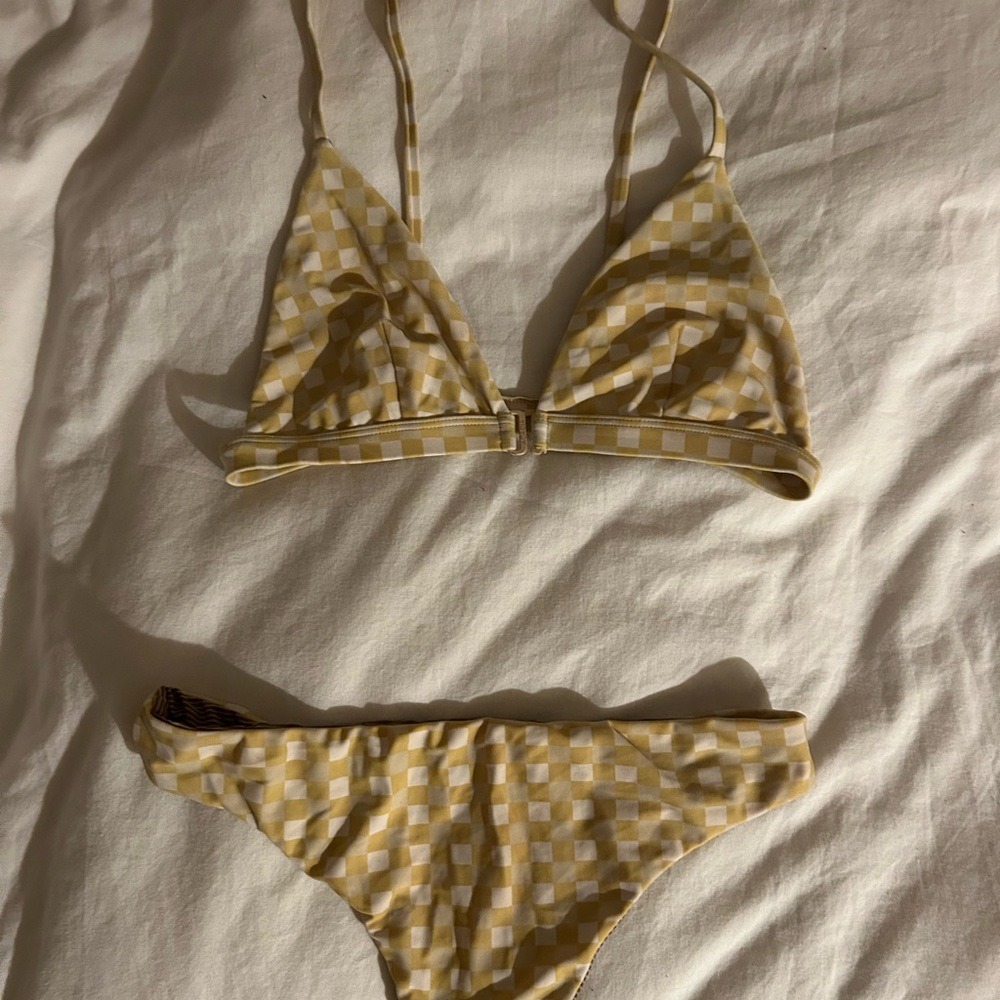Yellow Gingham acacia swimwear set